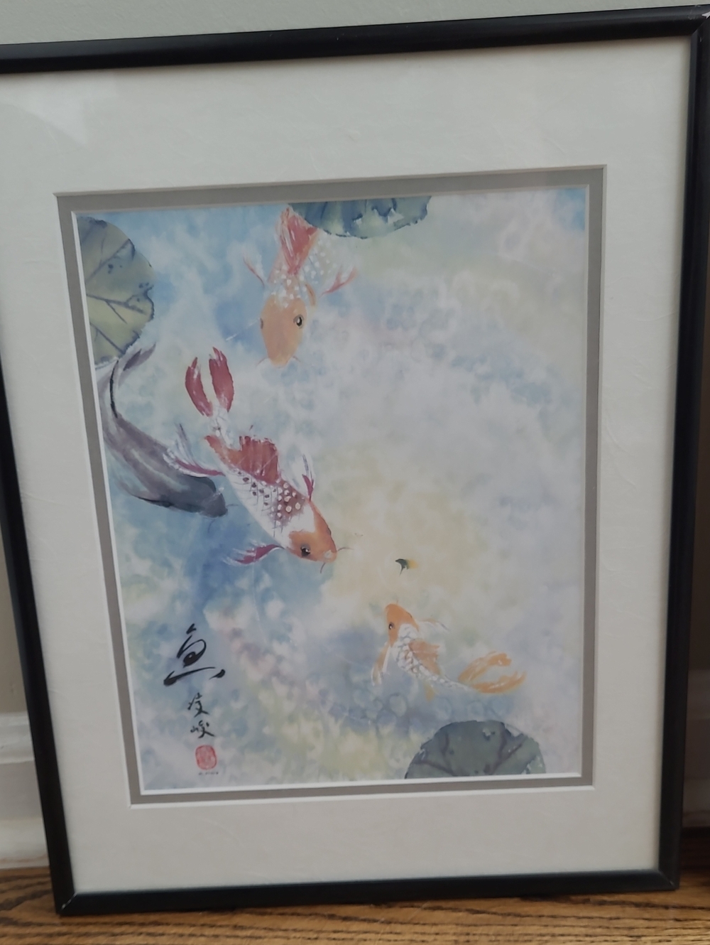 Framed Koi Pond Art Prints - Blue and White - Picture 2 of 5
